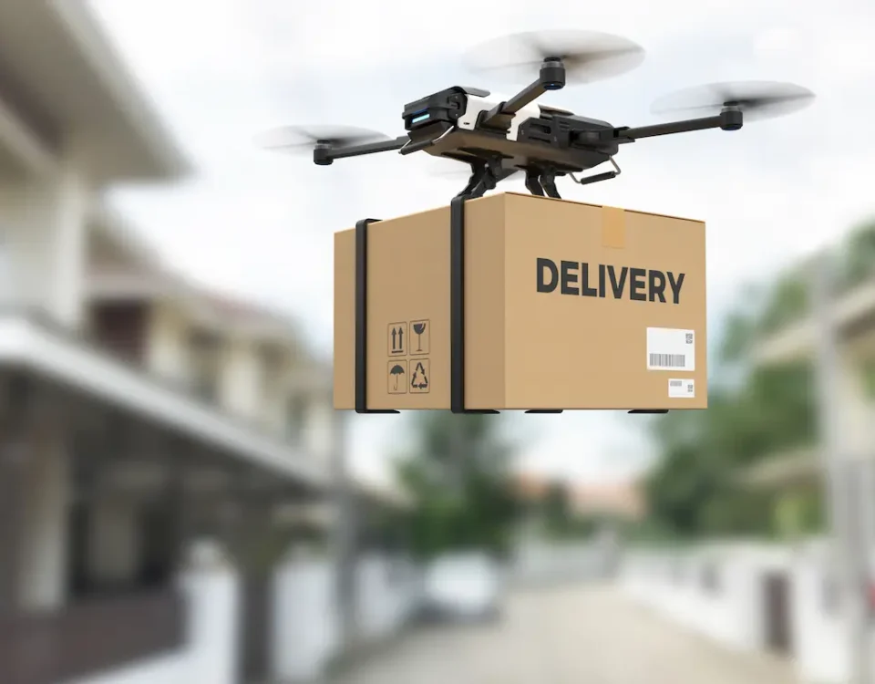 Entrega por Drones: como funciona, benefícios e limitações imagem conceito de uma entrega por drones